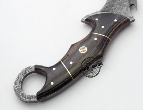 Damascus Karambit Hunting Double Edge Custom Handmade Damascus Steel Hunting Karambit Knife Full Tang Damascus With Mictra Wood Handle Leather Sheaths 1704 - Image 3