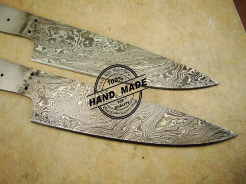 Lot Of 2 PCs Professional Chef’s Blank Blade Custom Handmade Damascus Steel Kitchen Knives Regular Damascus Chef’s Knife With Stainless Steel Handle 1401 - Image 3