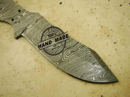 Blank Blade Damascus Tactical Skinner Blank Blade Knife Custom Handmade Damascus Steel Professional Hunting Knife 1418 - Image 3