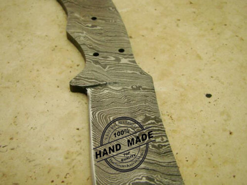 Blank Blade Damascus Tactical Skinner Blank Blade Knife Custom Handmade Damascus Steel Professional Hunting Knife 1418 - Image 4