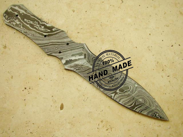 Lot of 5 Custom Handmade Damascus Steel Blank Blade Knife For