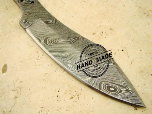 Blank Blade Damascus Slim Roach Blank Blade Knife Custom Handmade Damascus Steel Professional Hunting Knife Damascus Slim Roach Blank Blade Full Tang Damascus 1411 - Image 3