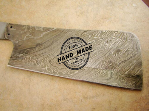 Blank Blade Damascus Butchers Cleaver Chef’s Knife Blank Blade Custom Handmade Damascus Steel Kitchen Professional Butchers Knife With Stainless Steel Handle 1408 - Image 3