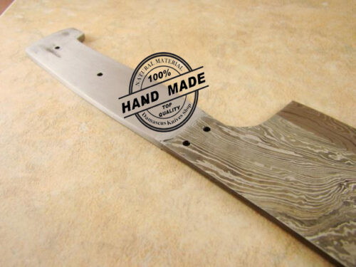 Blank Blade Damascus Butchers Cleaver Chef’s Knife Blank Blade Custom Handmade Damascus Steel Kitchen Professional Butchers Knife With Stainless Steel Handle 1408 - Image 4