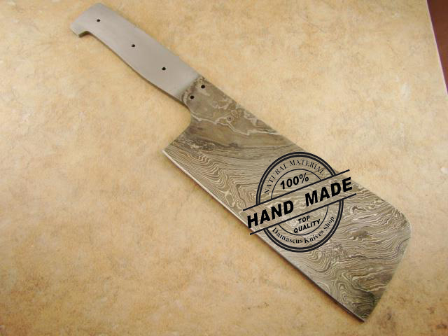 Blank Blade Damascus Butchers Cleaver Chef's Knife Blank Blade