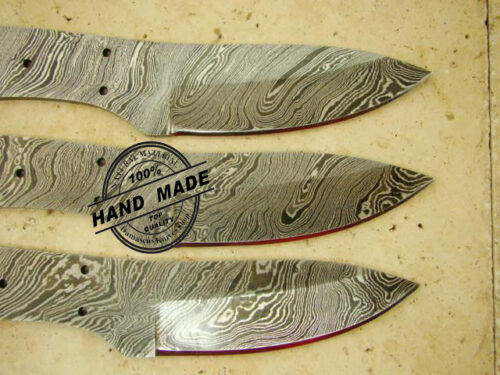 Lot Of 3 PCs Professional Damascus Skinner Knife Blank Blade Custom Handmade Damascus Steel Hunting Knife Best Damascus Skinner Knife Full Tang Blank Blade 1402 - Image 3
