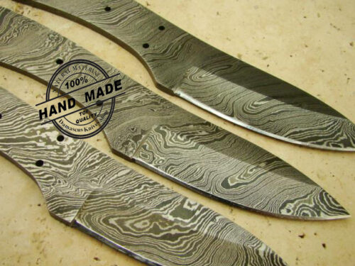 Lot Of 3 PCs Professional Damascus Skinner Knife Blank Blade Custom Handmade Damascus Steel Hunting Knife Best Damascus Skinner Knife Full Tang Blank Blade 1402 - Image 4