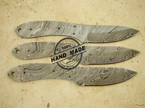Lot Of 3 PCs Professional Damascus Skinner Knife Blank Blade Custom Handmade Damascus Steel Hunting Knife Best Damascus Skinner Knife Full Tang Blank Blade 1402