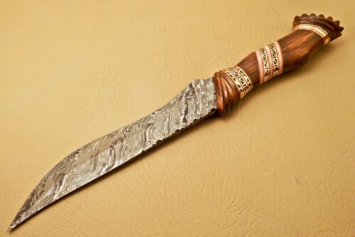 Custom Handmade Damascus Steel Hunting Knife New Damascus Amazing Bowie Knife With Olive Wood Handle Leather Sheaths 1963 - Image 2