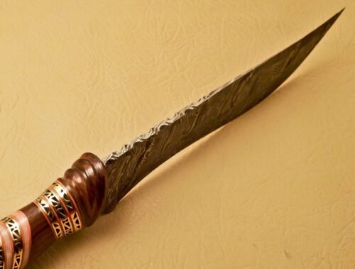 Custom Handmade Damascus Steel Hunting Knife New Damascus Amazing Bowie Knife With Olive Wood Handle Leather Sheaths 1963 - Image 4