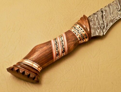 Custom Handmade Damascus Steel Hunting Knife New Damascus Amazing Bowie Knife With Olive Wood Handle Leather Sheaths 1963 - Image 5