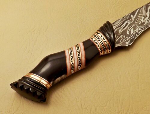 Custom Handmade Damascus Steel Hunting Knife New Damascus Amazing Bowie Knife With Buffalo Horn Handle Leather Sheaths 1964 - Image 4