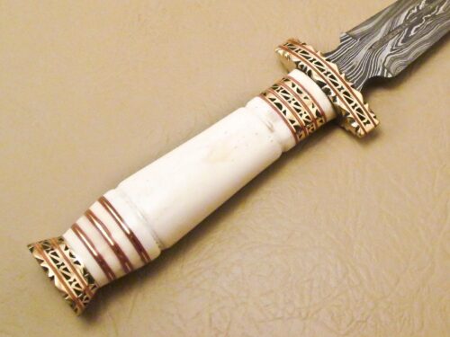 Amazing Damascus Bowie Knife Custom Handmade Damascus Steel Hunting Knife Beautiful Damascus Bowie Knife With Camel Bone Great Handle Leather Sheaths 1540 - Image 3