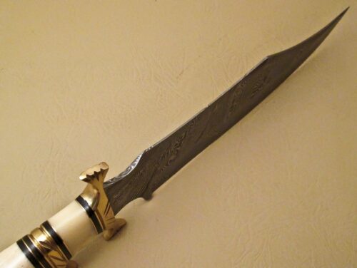 Amazing Damascus Bowie Knife Custom Handmade Damascus Steel Hunting Knife Beautiful Damascus Bowie Knife With Camel Bone Great Handle Leather Sheaths 1542 - Image 3