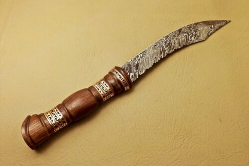 Amazing Damascus Bowie Knife Custom Handmade Damascus Steel Hunting Knife Beautiful Damascus Bowie Knife With Rose Wood Great Handle Leather Sheaths 1544 - Image 3