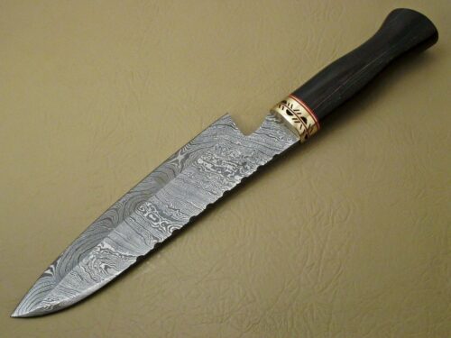 Damascus Kitchen Chef's Knife Custom Handmade Damascus Steel Kitchen New Damascus Chef's Knife With Micrta Handle Leather Sheaths 1953 - Image 3