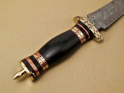 Amazing Damascus Bowie Knife Custom Handmade Damascus Steel Hunting Knife Beautiful Damascus Bowie Knife With Buffalo Horn Great Handle Leather Sheaths 1539 - Image 4