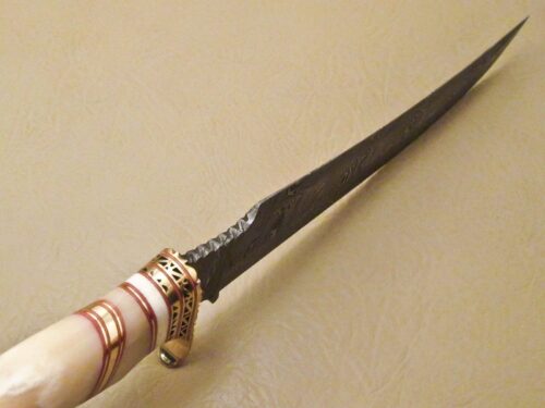 Custom Handmade Damascus Steel Hunting Knife New Damascus Amazing Bowie Knife With Camel Bone Handle Leather Sheaths 1949 - Image 3