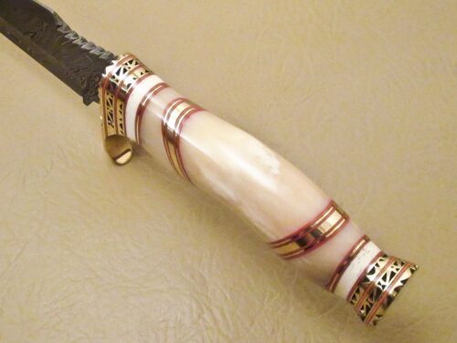 Custom Handmade Damascus Steel Hunting Knife New Damascus Amazing Bowie Knife With Camel Bone Handle Leather Sheaths 1949 - Image 4