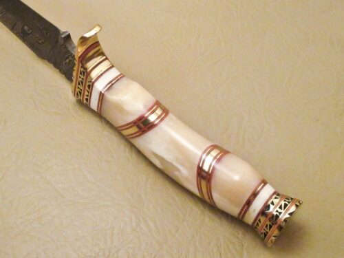 Custom Handmade Damascus Steel Hunting Knife New Damascus Amazing Bowie Knife With Camel Bone Handle Leather Sheaths 1949 - Image 5
