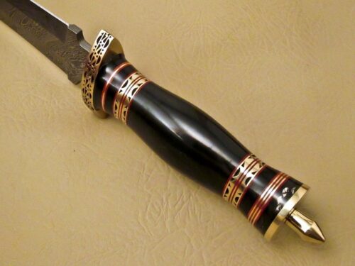 Amazing Damascus Bowie Knife Custom Handmade Damascus Steel Hunting Knife Beautiful Damascus Bowie Knife With Buffalo Horn Great Handle Leather Sheaths 1539 - Image 5