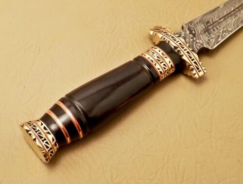 Custom Handmade Damascus Steel Hunting Knife New Damascus Amazing Bowie Knife With Buffalo Horn Handle Leather Sheaths 1951 - Image 3