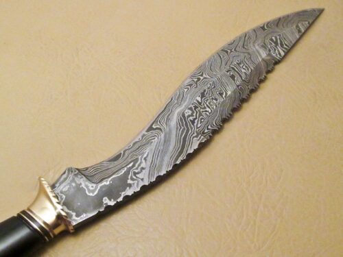Custom Handmade Damascus Steel Hunting Knife New Damascus Amazing Kukuri Knife With Buffalo Horn Handle Leather Sheaths 1952 - Image 3