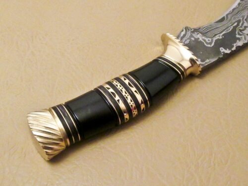 Custom Handmade Damascus Steel Hunting Knife New Damascus Amazing Kukuri Knife With Buffalo Horn Handle Leather Sheaths 1952 - Image 4