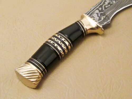 Custom Handmade Damascus Steel Hunting Knife New Damascus Amazing Kukuri Knife With Buffalo Horn Handle Leather Sheaths 1952 - Image 5