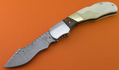 Damascus Folding Back Lock Knife