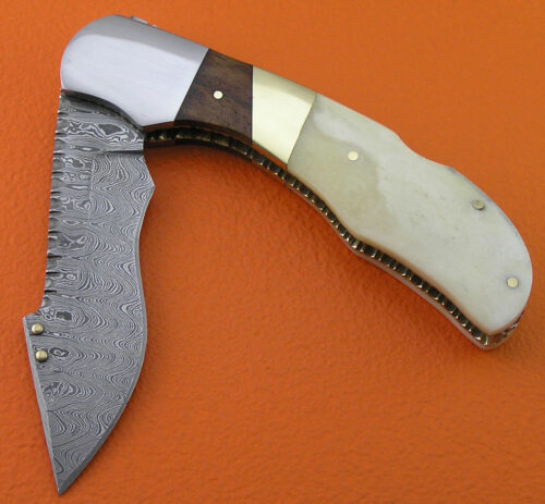 Damascus Folding Back Lock Knife Handmade Damascus Steel Pocket Knife 1920 - Image 3
