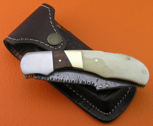 Damascus Folding Back Lock Knife Handmade Damascus Steel Pocket Knife 1920 - Image 6
