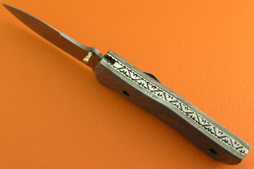 Full Damascus Folding Liner Lock Knife Custom Handmade Damascus Steel Hunting Knife With Leather Sheaths 1943 - Image 4