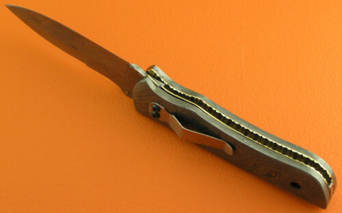 Full Damascus Folding Liner Lock Knife Custom Handmade Damascus Steel Hunting Knife With Leather Sheaths 1943 - Image 5