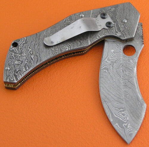 Full Damascus Folding Liner Lock Knife Custom Handmade Damascus Steel Hunting Knife With Clip Belt Handle Leather Sheaths 1945 - Image 3