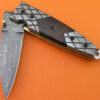 Damascus Folding Liner Lock Knife Custom Handmade Damascus Steel Hunting Knife With Walnut Wood Handle Leather Sheaths 1946 - Image 3