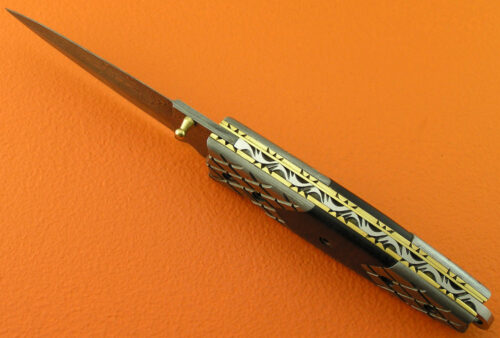 Damascus Folding Liner Lock Knife Custom Handmade Damascus Steel Hunting Knife With Walnut Wood Handle Leather Sheaths 1946 - Image 4