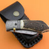 Custom Handmade Damascus Steel Hunting Knife New Damascus Folding Liner Lock Knife With Stag Handle Leather Sheaths 1958 - Image 6