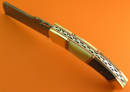 Custom Handmade Damascus Steel Hunting Knife New Damascus Folding No Lock Knife With Camel Bone & Rose Wood Handle Leather Sheaths 1960 - Image 4