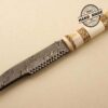 Amazing Damascus Bowie Knife Custom Handmade Damascus Steel Hunting Knife Beautiful Damascus Bowie Knife With Camel Bone Great File-worked Handle Leather Sheaths 1507 - Image 6