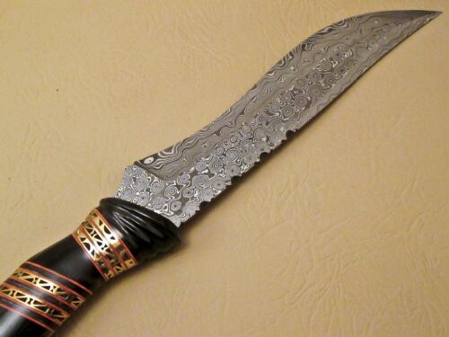 Amazing Damascus Bowie Knife Custom Handmade Damascus Steel Hunting Knife Beautiful Damascus Bowie Knife With Buffalo Horn Great Handle Leather Sheaths 1967 - Image 3