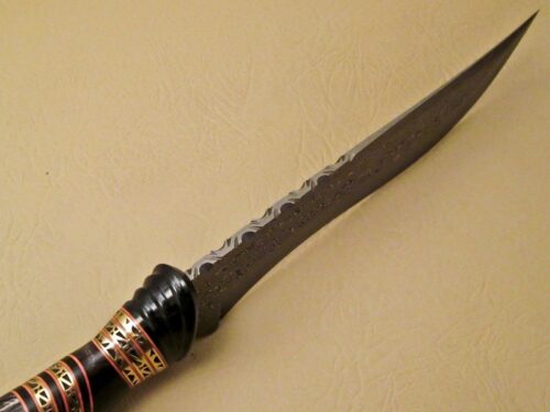 Amazing Damascus Bowie Knife Custom Handmade Damascus Steel Hunting Knife Beautiful Damascus Bowie Knife With Buffalo Horn Great Handle Leather Sheaths 1967 - Image 4