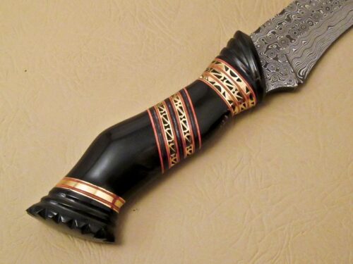 Amazing Damascus Bowie Knife Custom Handmade Damascus Steel Hunting Knife Beautiful Damascus Bowie Knife With Buffalo Horn Great Handle Leather Sheaths 1967 - Image 5