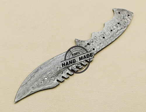 Military Skinner Blank Blade Knife Custom Handmade Damascus Steel Knife 1465 - Image 3