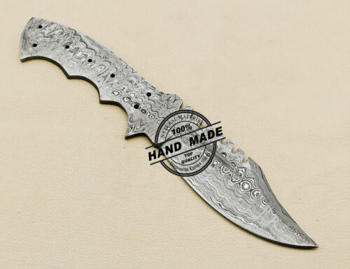Military Skinner Blank Blade Knife Custom Handmade Damascus Steel Knife 1465 - Image 4