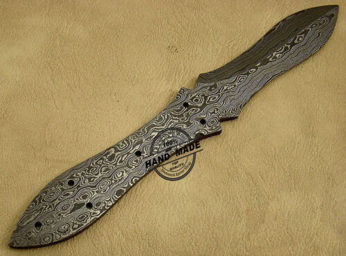 Double Edge Damascus Skinner Blank Blade Knife Custom Handmade Damascus Steel Hunting Full Tang Damascus Skinner Knife 1457 - Image 3