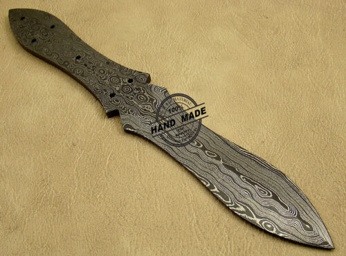 Double Edge Damascus Skinner Blank Blade Knife Custom Handmade Damascus Steel Hunting Full Tang Damascus Skinner Knife 1457 - Image 6