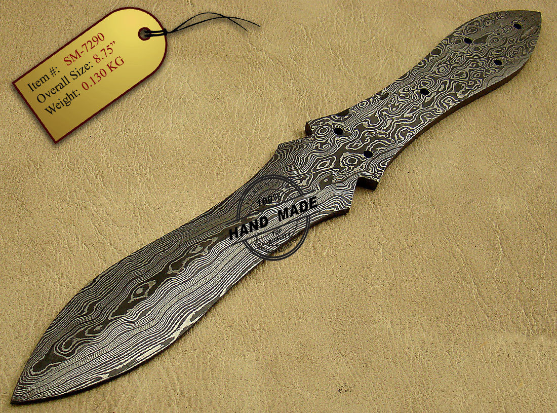 Double Edge Damascus Skinner Blank Blade Knife Custom Handmade Damascus Steel Hunting Full Tang Damascus Skinner Knife 1457