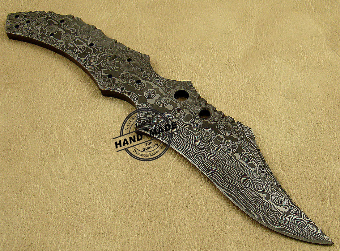 Custom Handmade Damascus Knives 7 Inches Full Tang Skinner Blank Blade