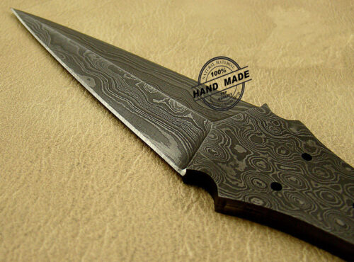 Double Edge Damascus Skinner Blank Blade Knife Custom Handmade Damascus Steel Hunting Full Tang Damascus Skinner Knife 1461 - Image 5